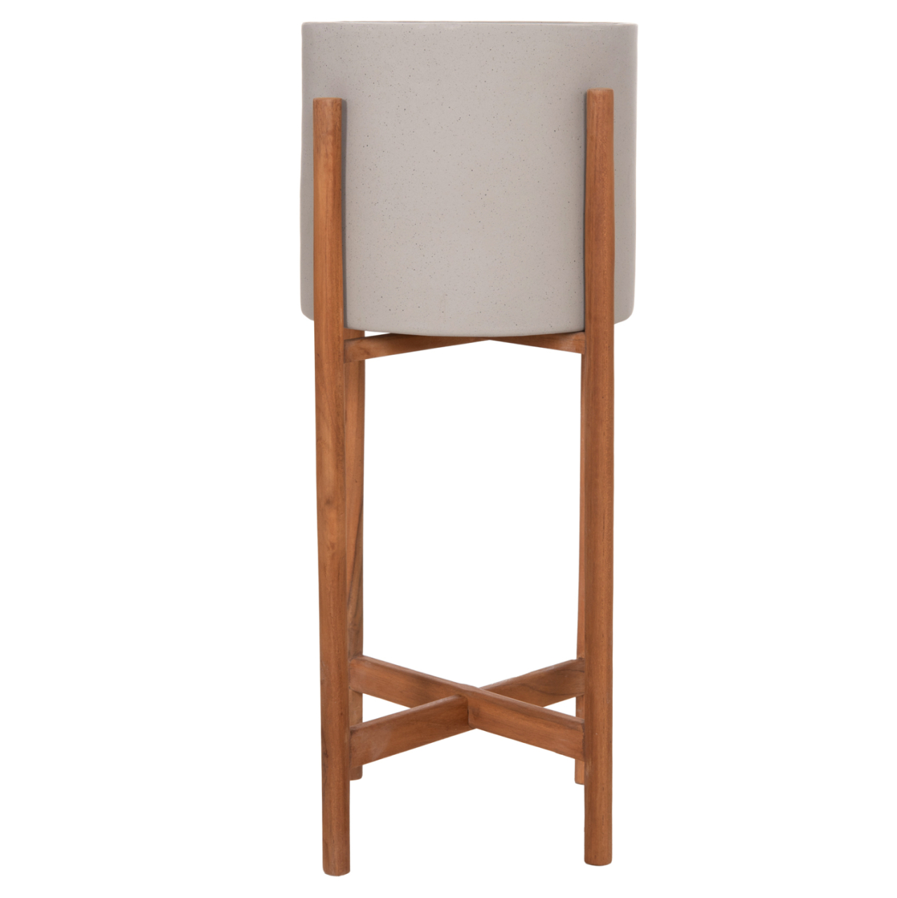 INDOOR POT RENTIL HM4684.03S FIBER CEMENT IN GREY COLOR--TEAK BASE Φ27x56Hcm [3]