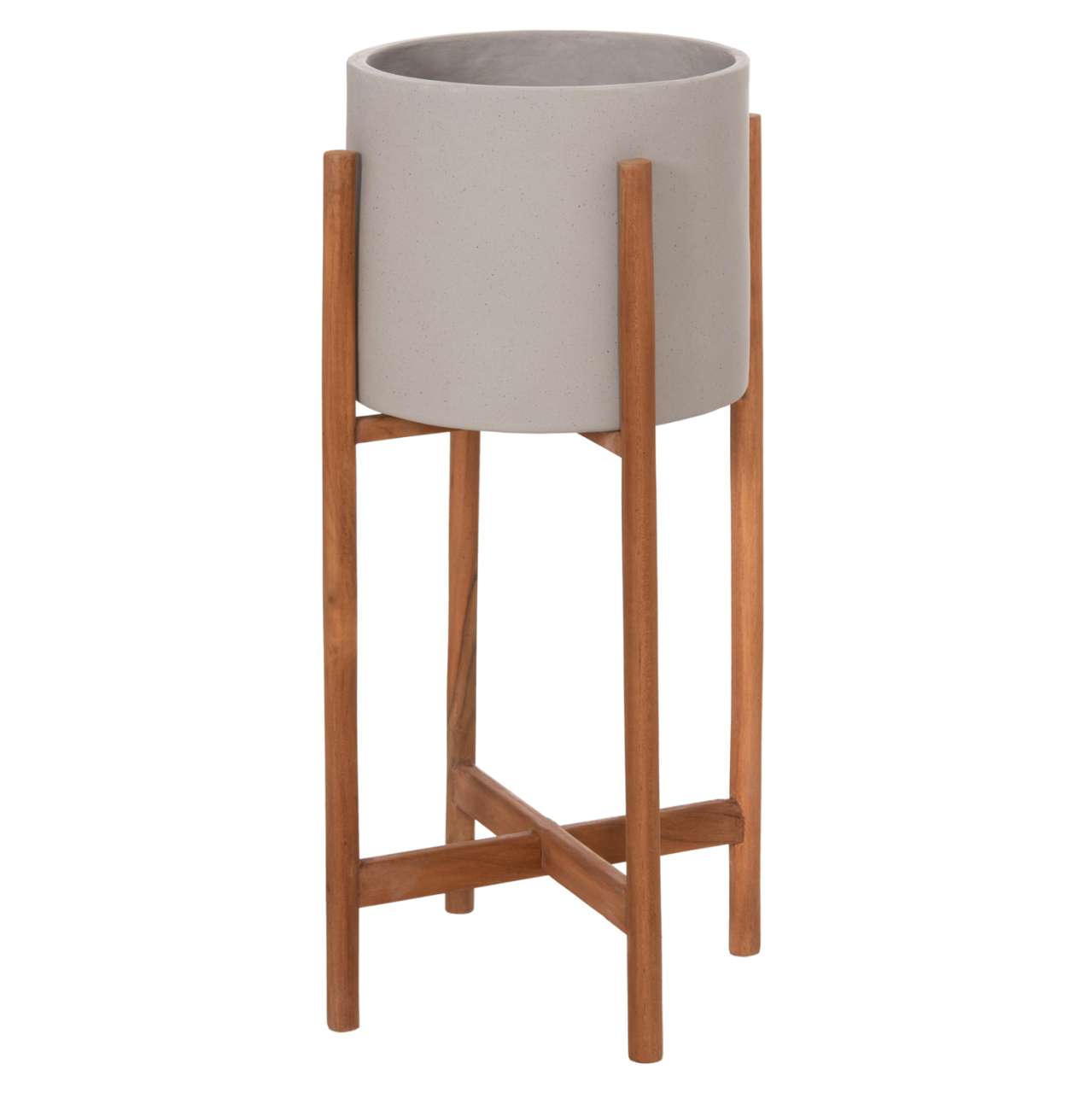 INDOOR POT RENTIL HM4684.03S FIBER CEMENT IN GREY COLOR--TEAK BASE Φ27x56Hcm [7]