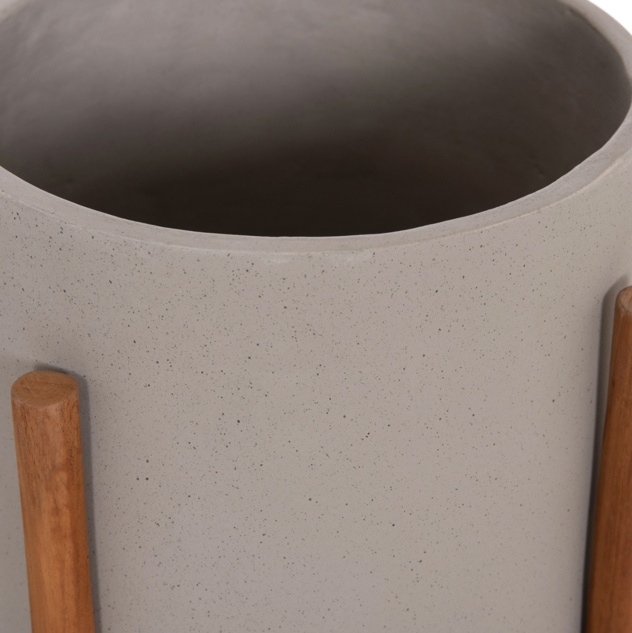 INDOOR POT RENTIL HM4684.03S FIBER CEMENT IN GREY COLOR--TEAK BASE Φ27x56Hcm [8]