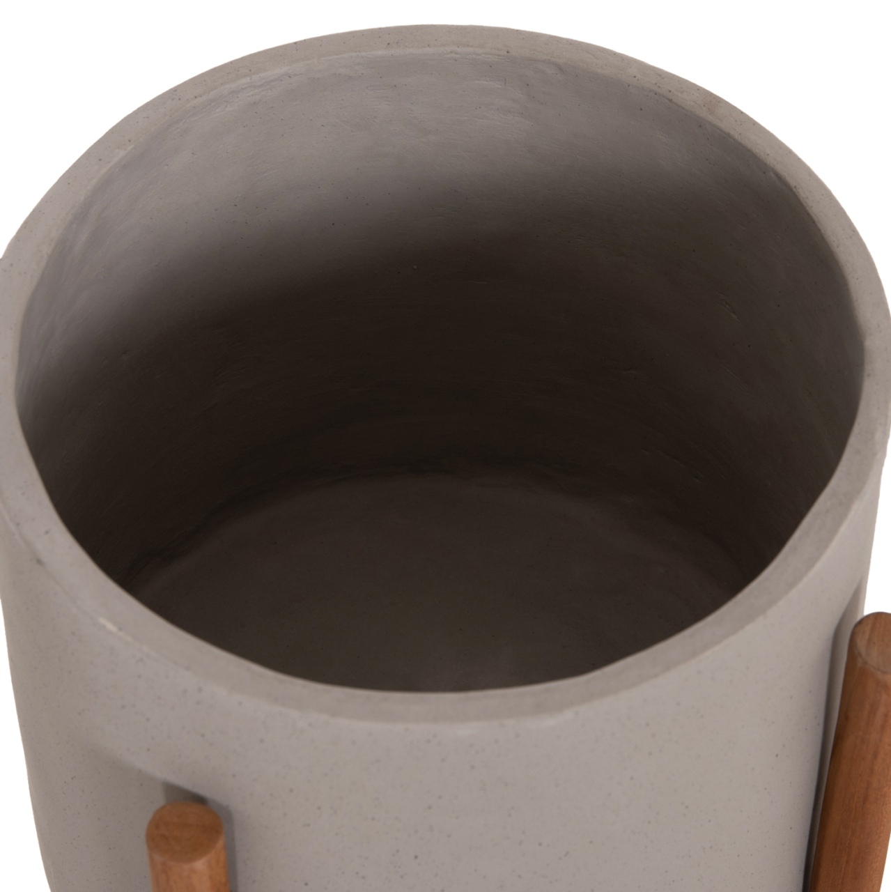 INDOOR POT RENTIL HM4684.03S FIBER CEMENT IN GREY COLOR--TEAK BASE Φ27x56Hcm [10]