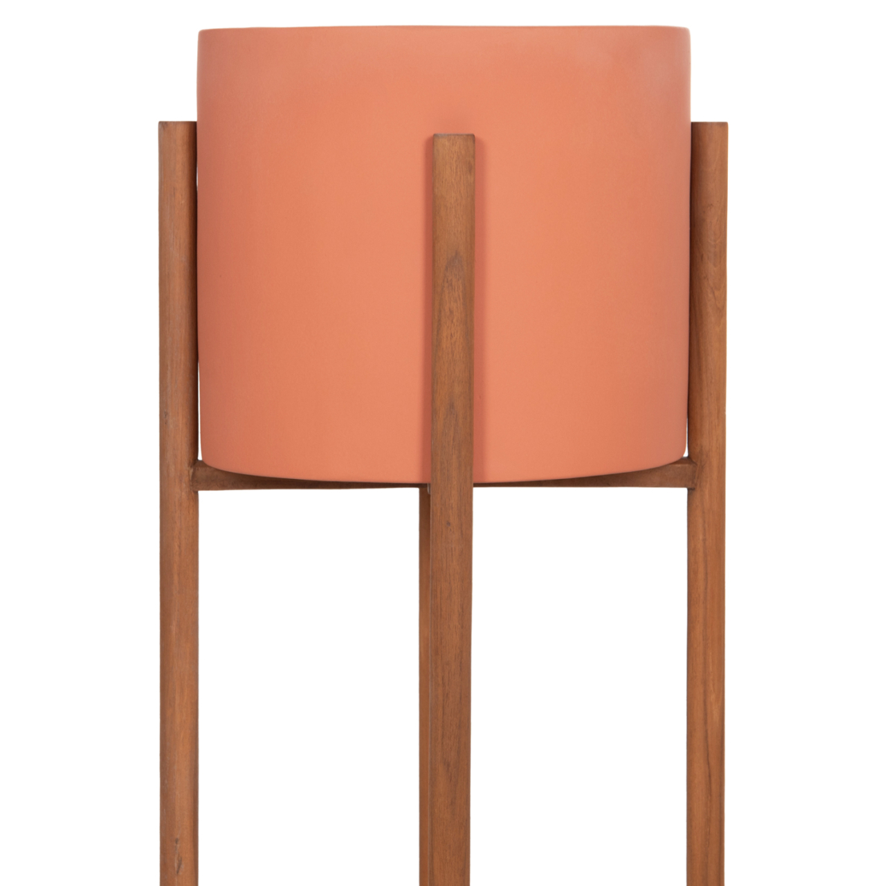 INDOOR POT RENTIL HM4684.08L FIBER CEMENT IN TERRACOTTA COLOR--TEAK BASE Φ27x66Hcm [10]