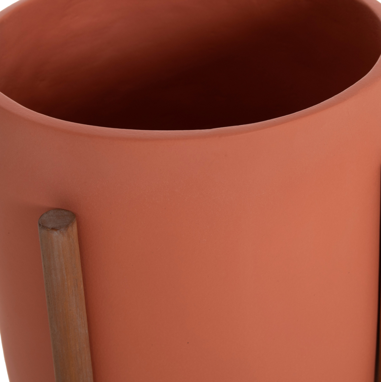 INDOOR POT RENTIL HM4684.08L FIBER CEMENT IN TERRACOTTA COLOR--TEAK BASE Φ27x66Hcm [7]