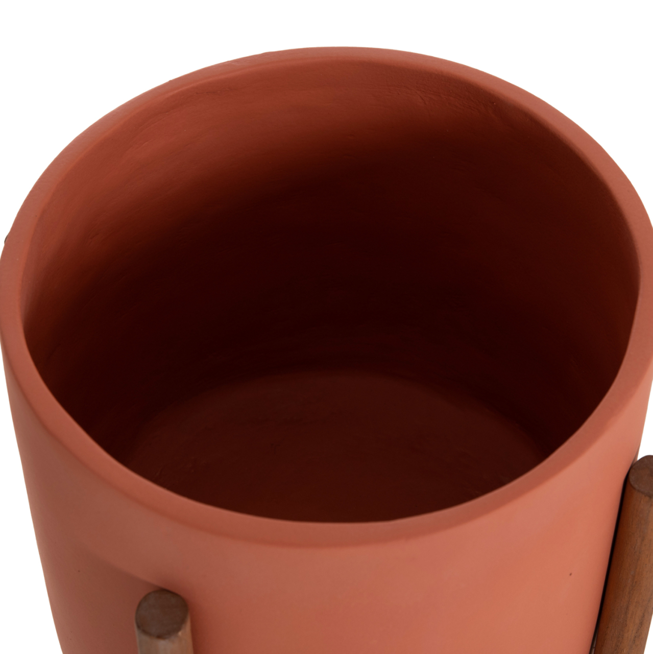 INDOOR POT RENTIL HM4684.08L FIBER CEMENT IN TERRACOTTA COLOR--TEAK BASE Φ27x66Hcm [9]