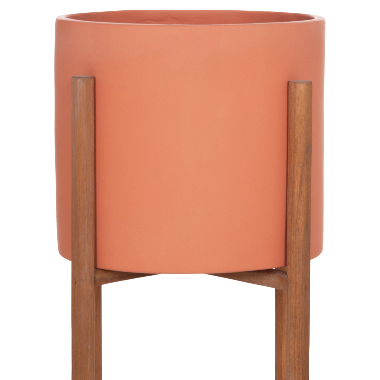 INDOOR POT RENTIL HM4684.08L FIBER CEMENT IN TERRACOTTA COLOR--TEAK BASE Φ27x66Hcm [4]