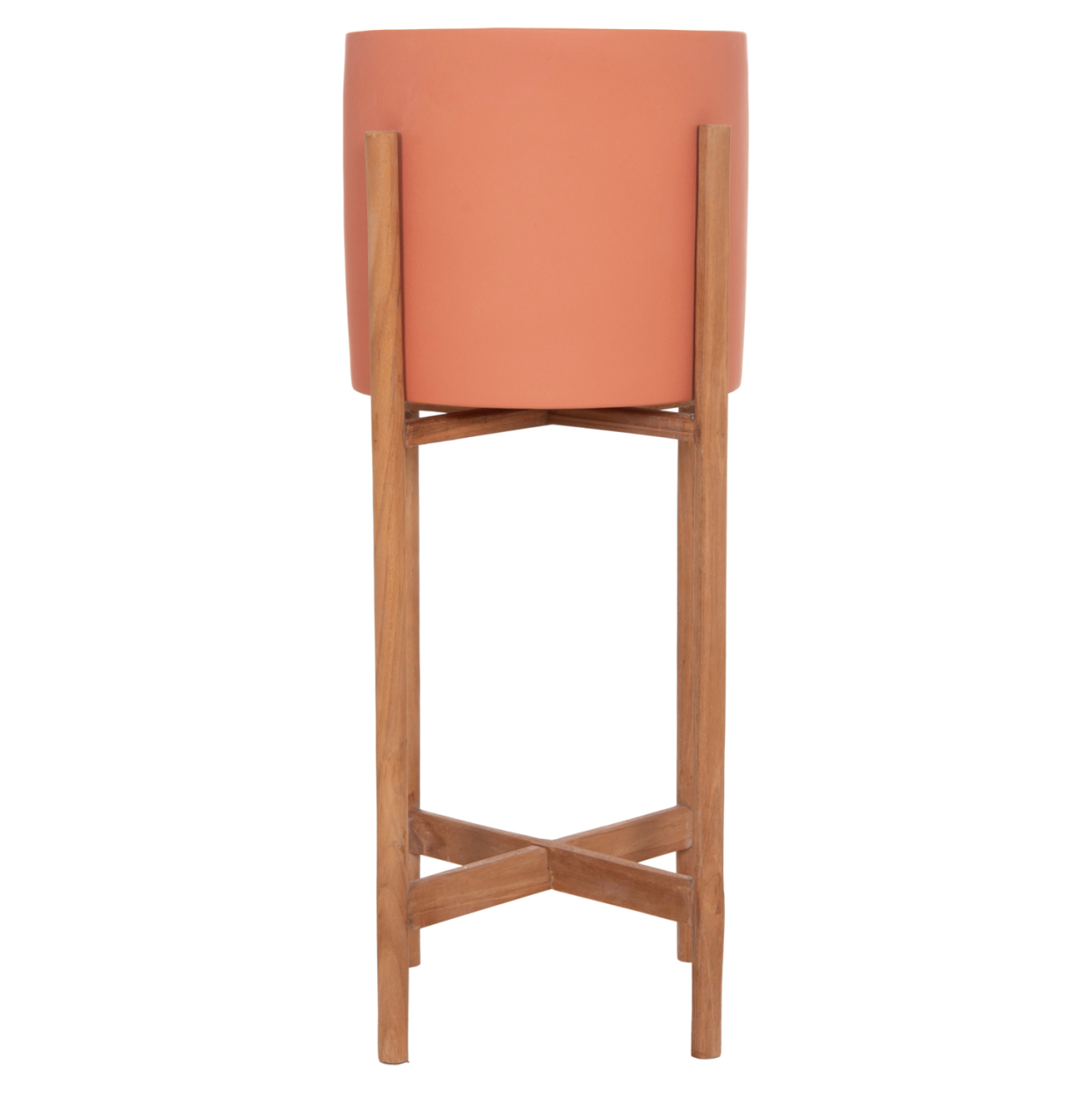 INDOOR POT RENTIL HM4684.08S FIBER CEMENT IN TERRACOTTA COLOR--TEAK BASE Φ27x56Hcm [3]