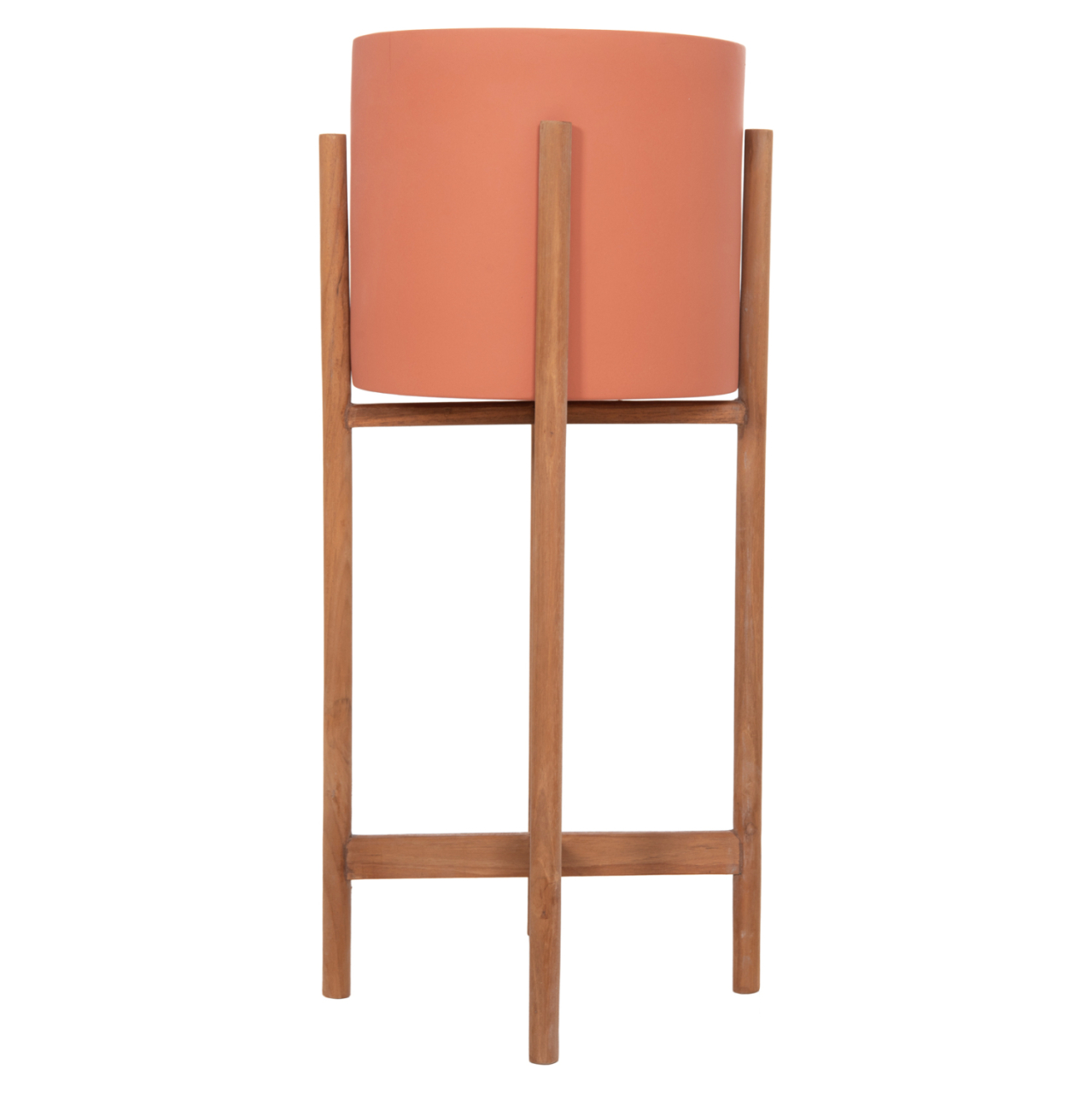 INDOOR POT RENTIL HM4684.08S FIBER CEMENT IN TERRACOTTA COLOR--TEAK BASE Φ27x56Hcm [6]