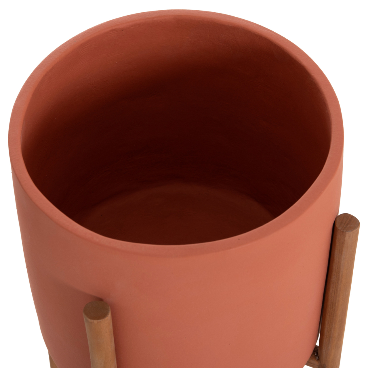 INDOOR POT RENTIL HM4684.08S FIBER CEMENT IN TERRACOTTA COLOR--TEAK BASE Φ27x56Hcm [10]