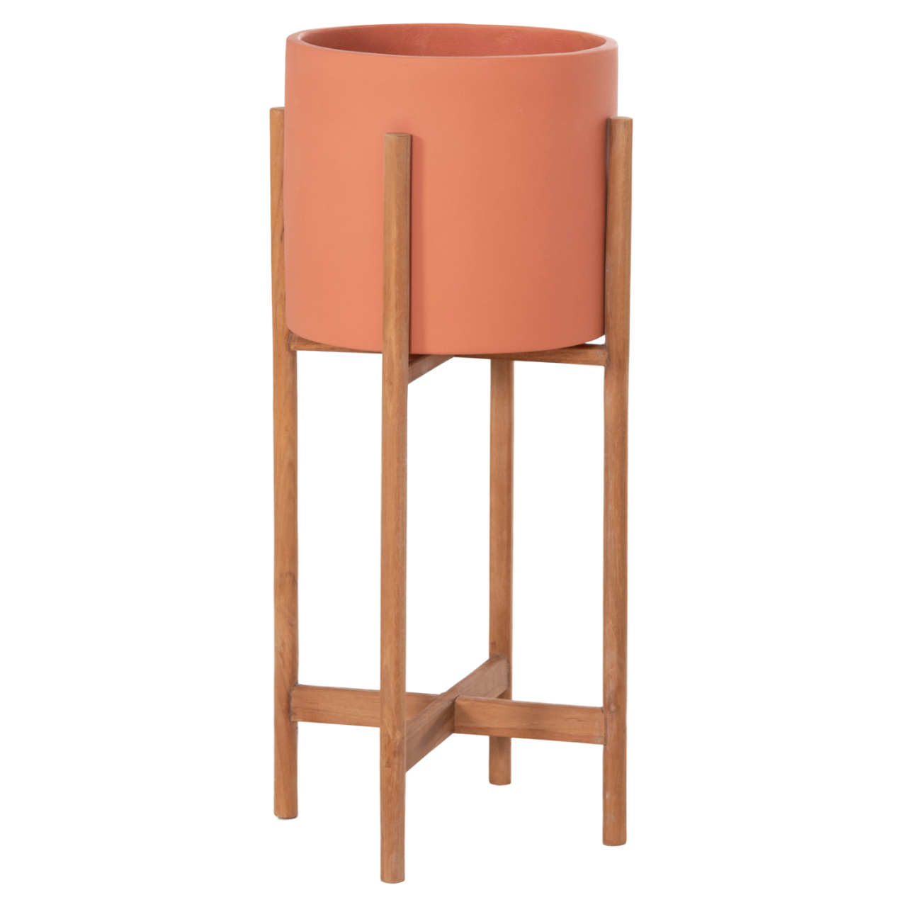 INDOOR POT RENTIL HM4684.08S FIBER CEMENT IN TERRACOTTA COLOR--TEAK BASE Φ27x56Hcm [7]