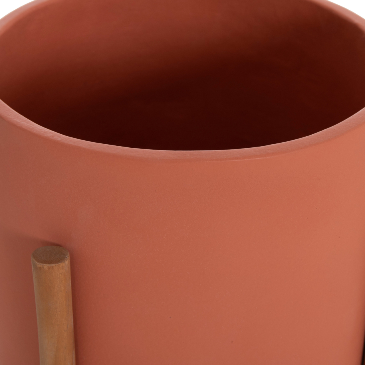 INDOOR POT RENTIL HM4684.08S FIBER CEMENT IN TERRACOTTA COLOR--TEAK BASE Φ27x56Hcm [8]