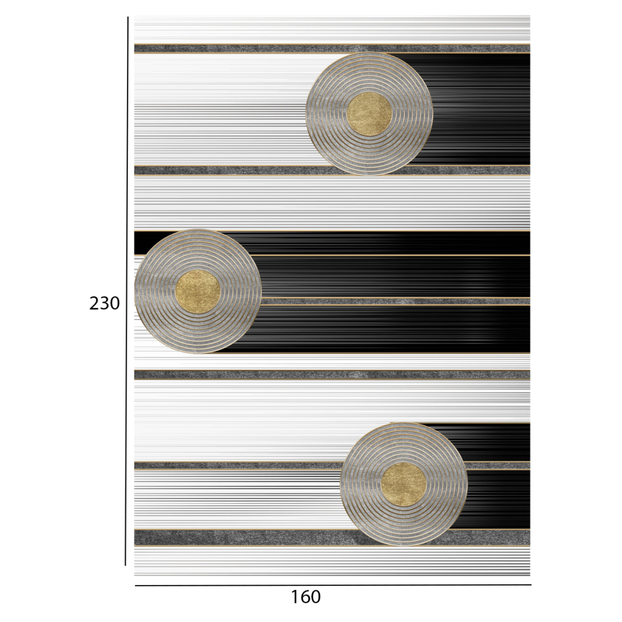 JOSIANE Carpet HM7675.24 160X230cm, white-black-gold discs [2]