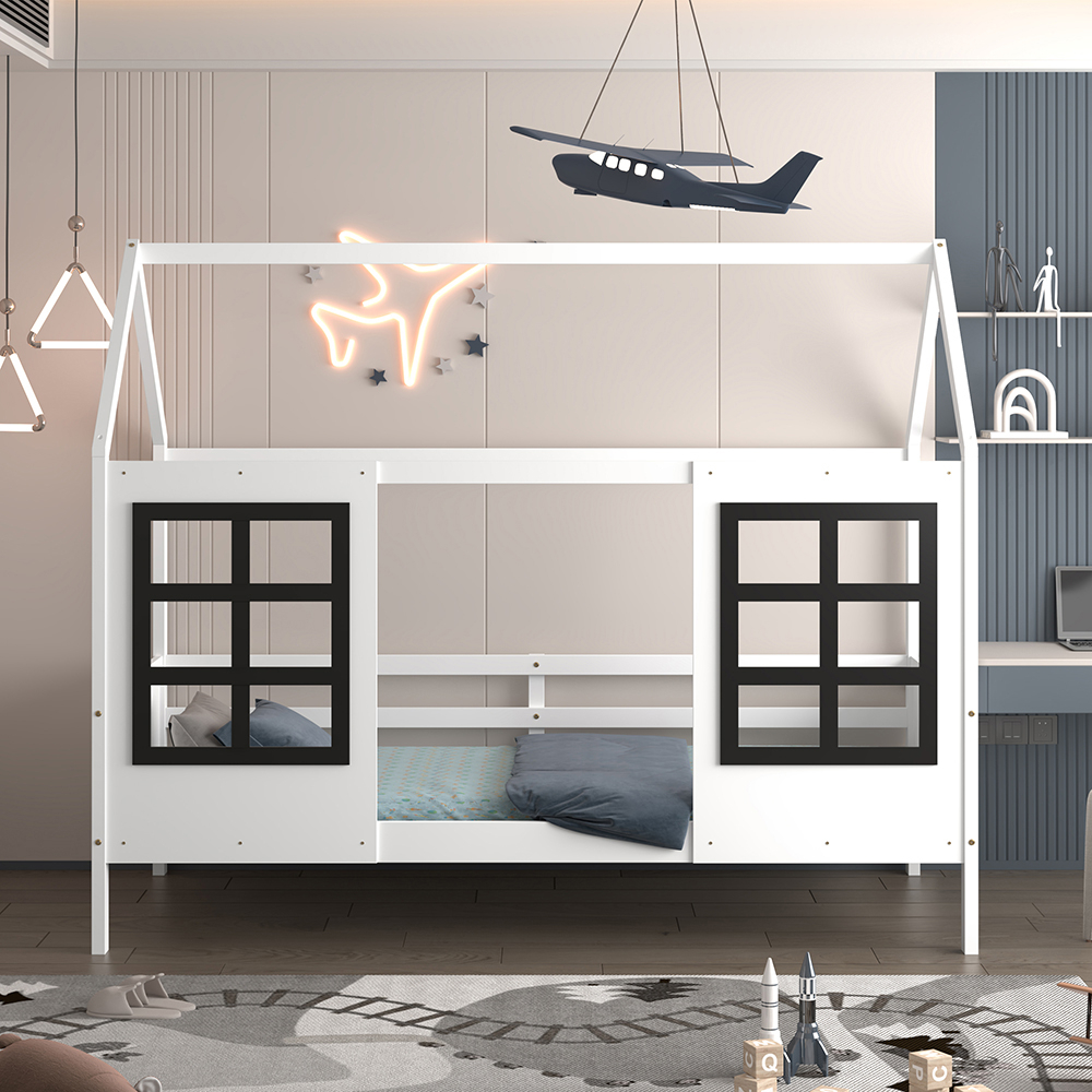 KID'S BED t.MONTESSORI DOMER HM742.01 PINE WOOD IN WHITE--MATTRESS 90x190cm. [4]