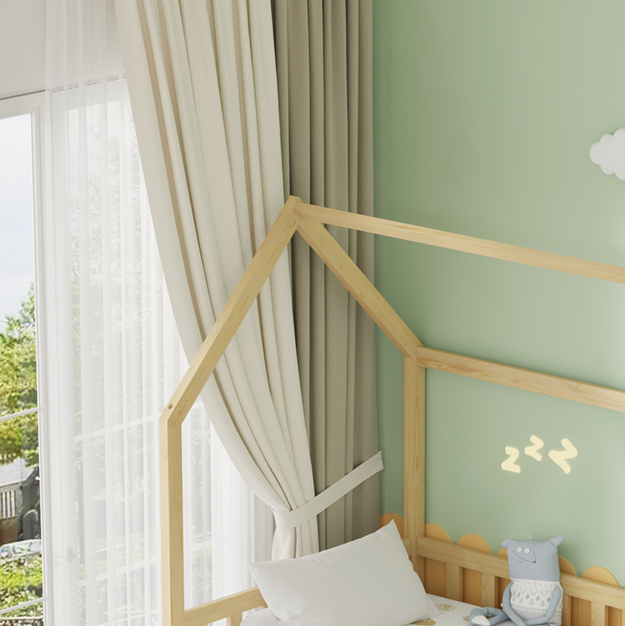 KID'S BED WITH RETRACTABLE SECOND BED and DRAWERS PHYLLIS HM723.01 PINE WOOD IN NATURAL 206x97x166Hcm. [6]