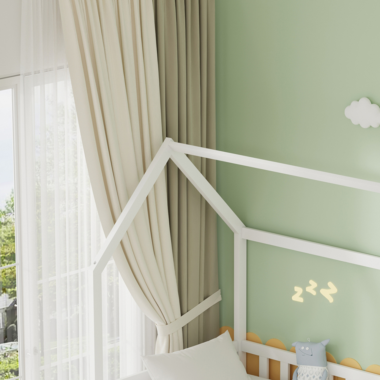 KID'S BED WITH RETRACTABLE SECOND BED and DRAWERS PHYLLIS HM723.03 PINE WOOD IN WHITE 206x97x166Hcm. [6]