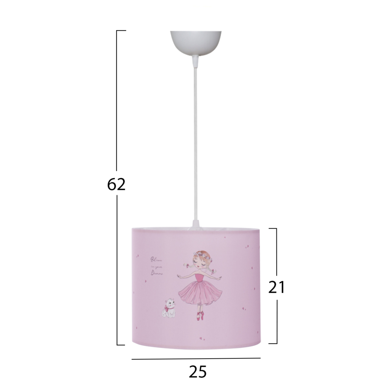 KID'S CEILING PENDANT FABRIC RINK BALLERINA Φ25x21-62H FB97575.02 [2]