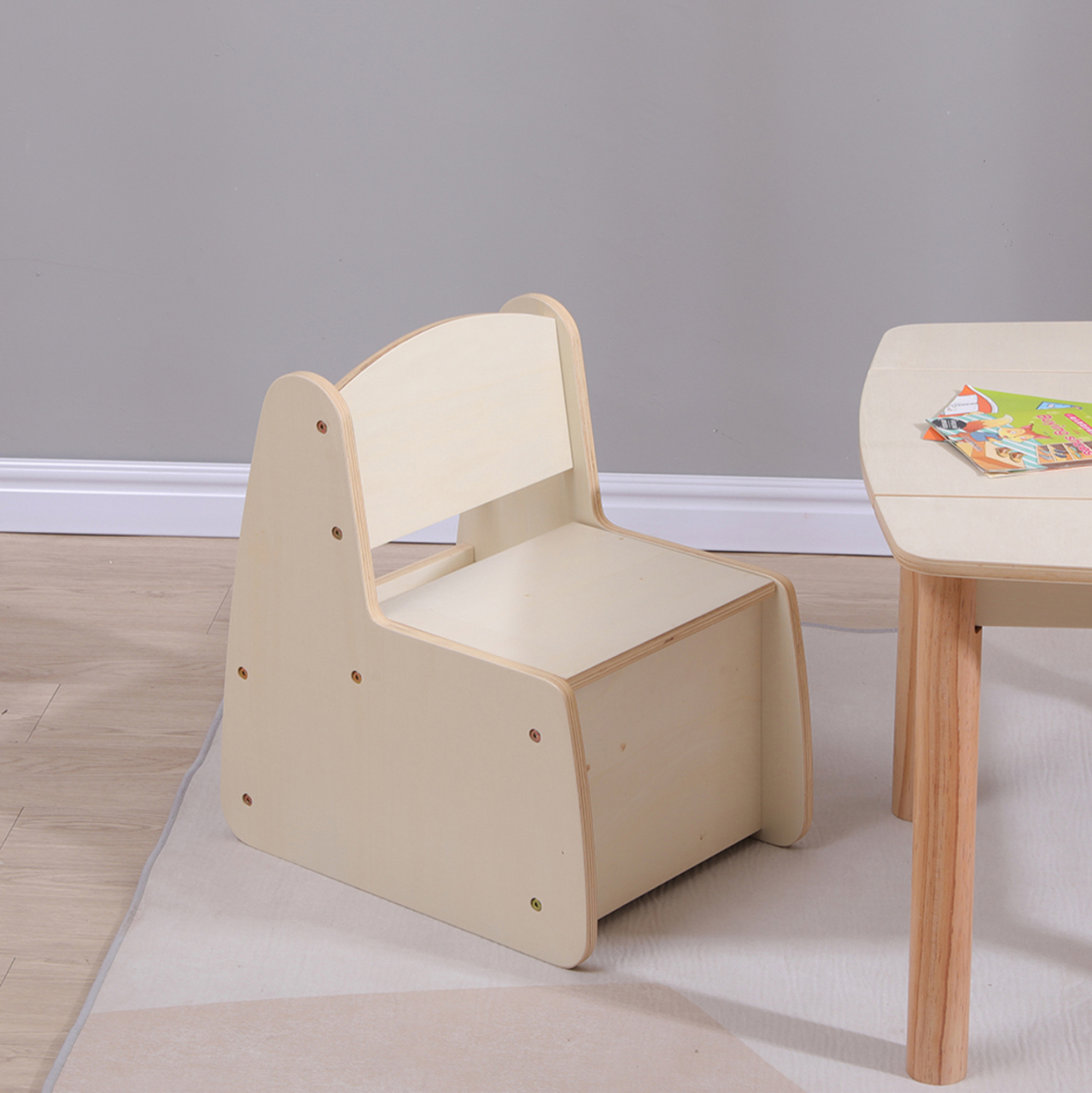 KID'S CHAIR WITH STORAGE SPACE RICKI HM18343.01 PLYWOOD/MDF IN NATURAL 33x43x47Hcm [2]