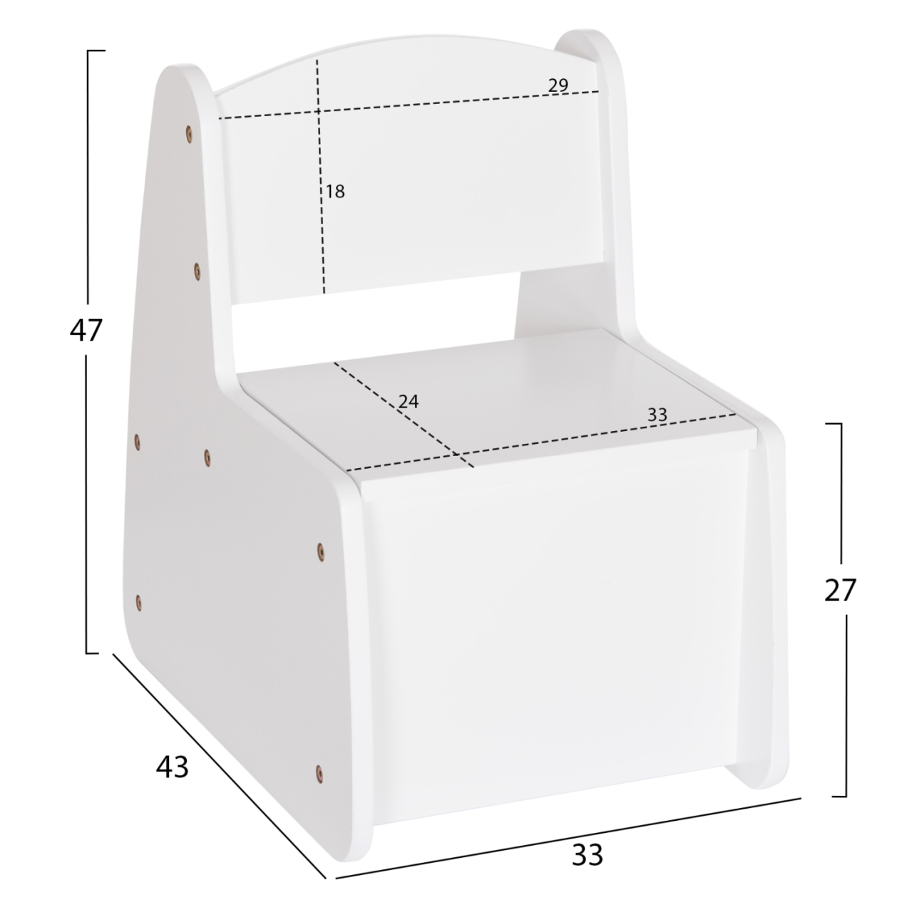 KID'S CHAIR WITH STORAGE SPACE RICKI HM18343.03 PLYWOOD/MDF IN WHITE 33x43x47Hcm [2]