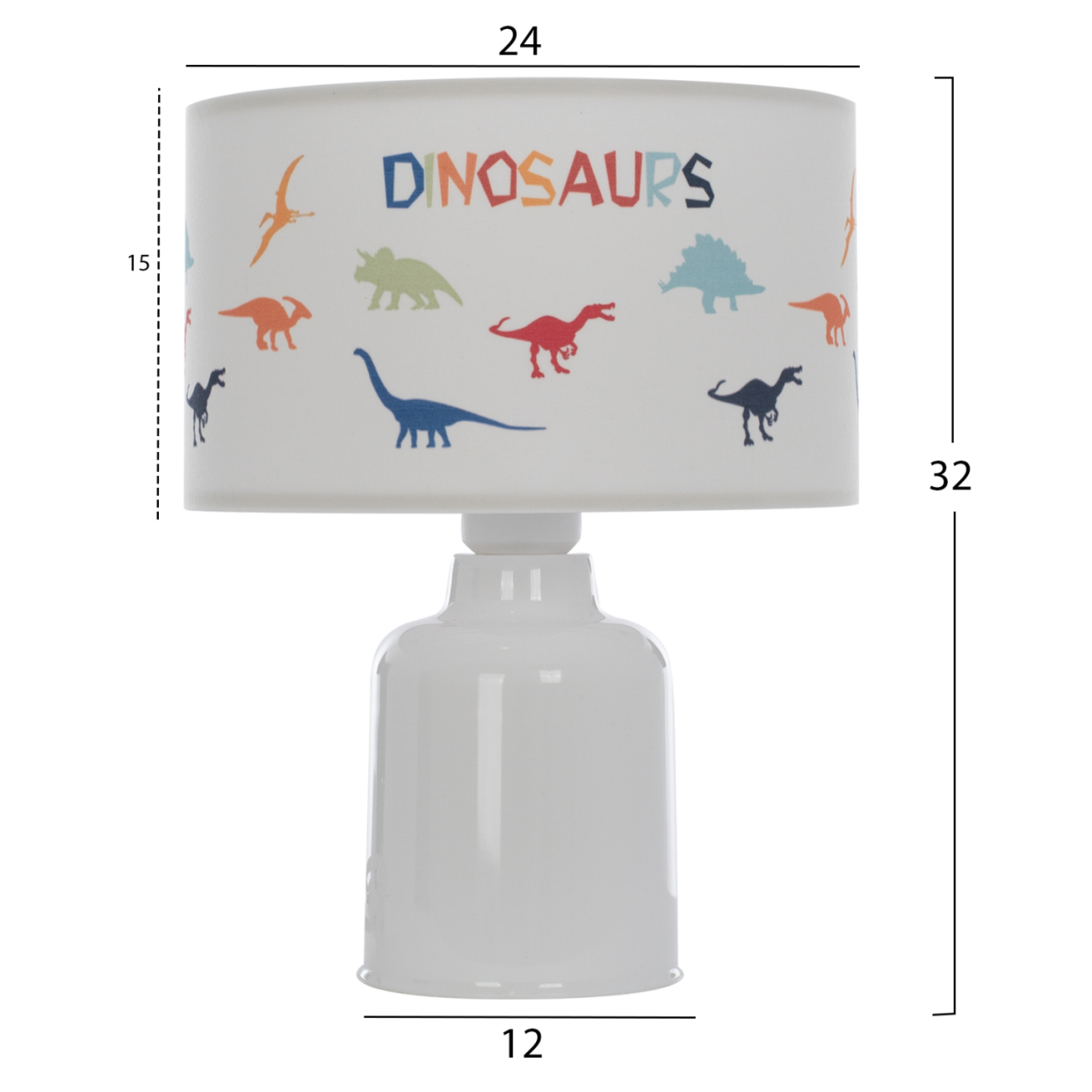 KID'S TABLE LAMP BALOO HM7577.05 FABRIC WITH DINOSAUR FIGURES ON THE CAP Φ24x32Hcm. [2]