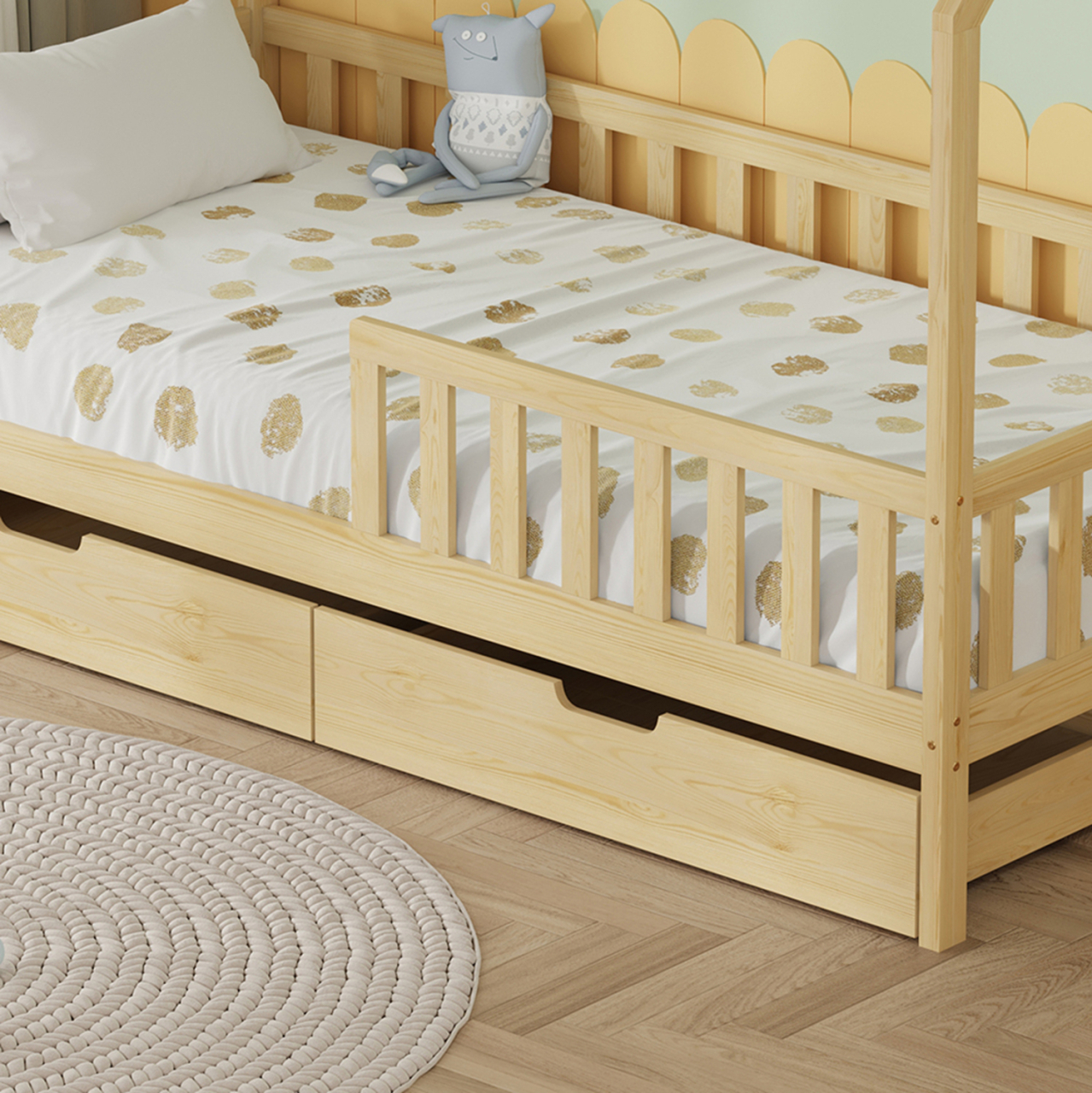KIDS' BED WITH DRAWERS PHYLLIS HM724.01 PINE WOOD IN NATURAL 196x97x161Hcm. [8]