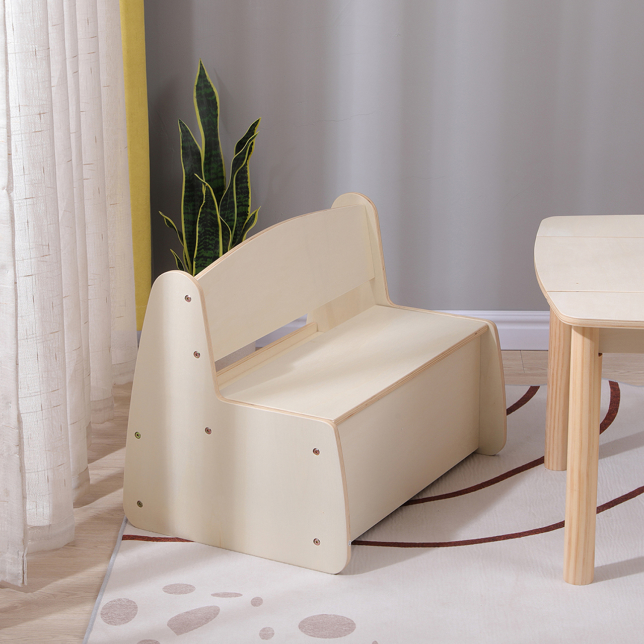 KIDS' BENCH WITH STORAGE RICKI HM18342.01 MDF and PLYWOOD IN NATURAL/CREAM 63x43x47Hcm. [2]