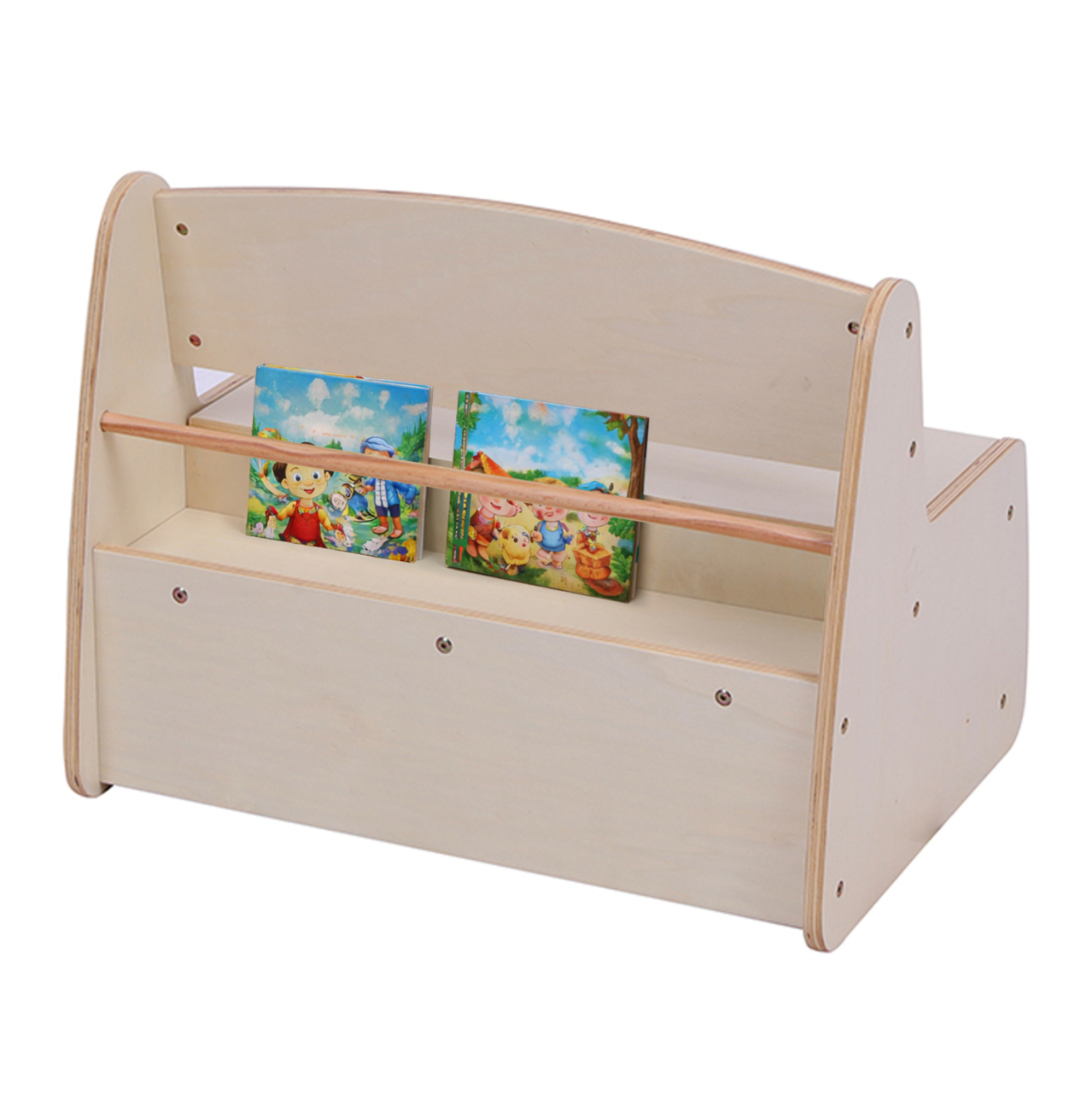 KIDS' BENCH WITH STORAGE RICKI HM18342.01 MDF and PLYWOOD IN NATURAL/CREAM 63x43x47Hcm. [6]
