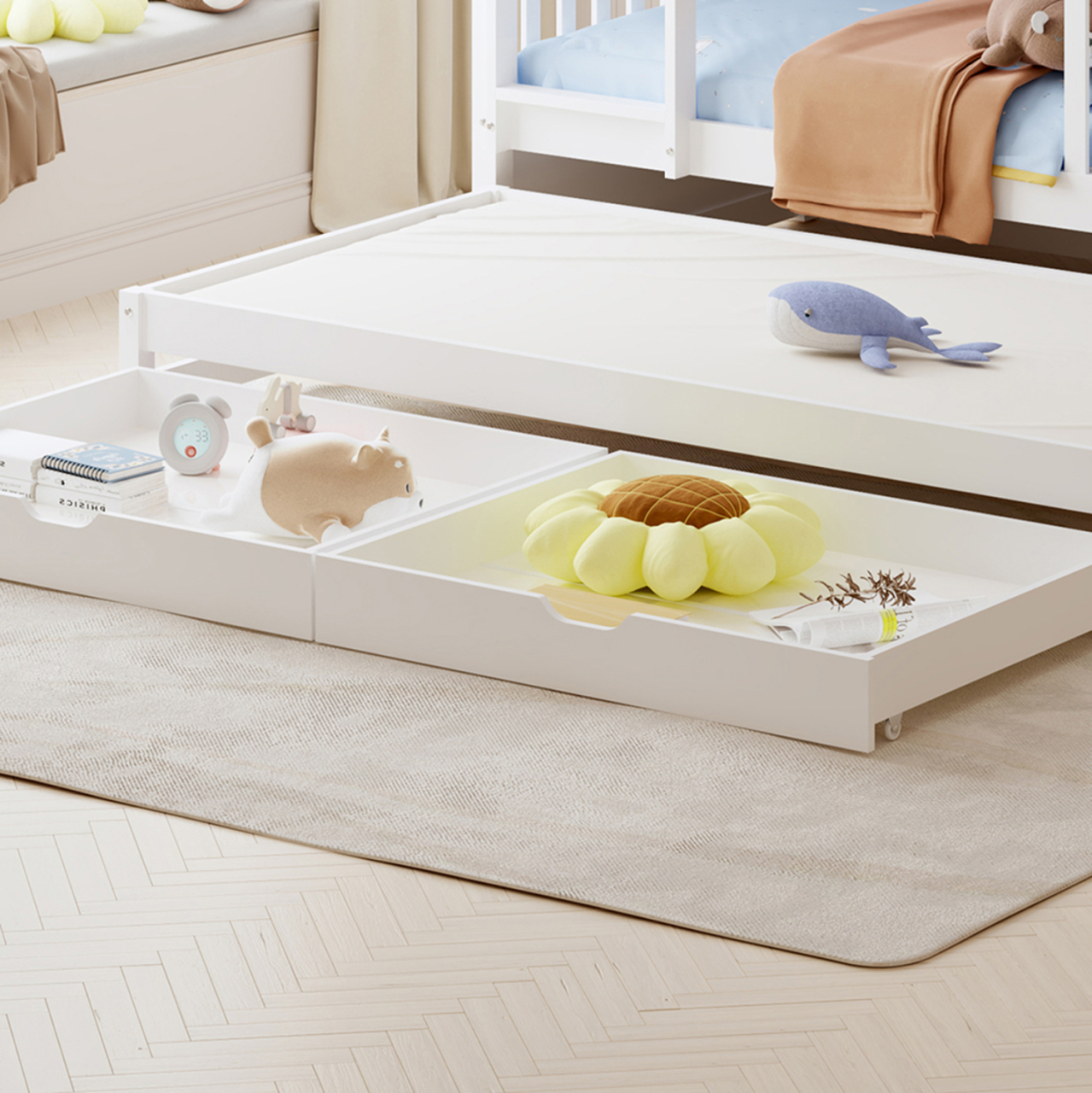 KIDS' BUNK BED WITH MATTRESSES and DRAWERS TRIPLON HM10996 PINE WOOD IN WHITE 207x97x168Hcm. [9]