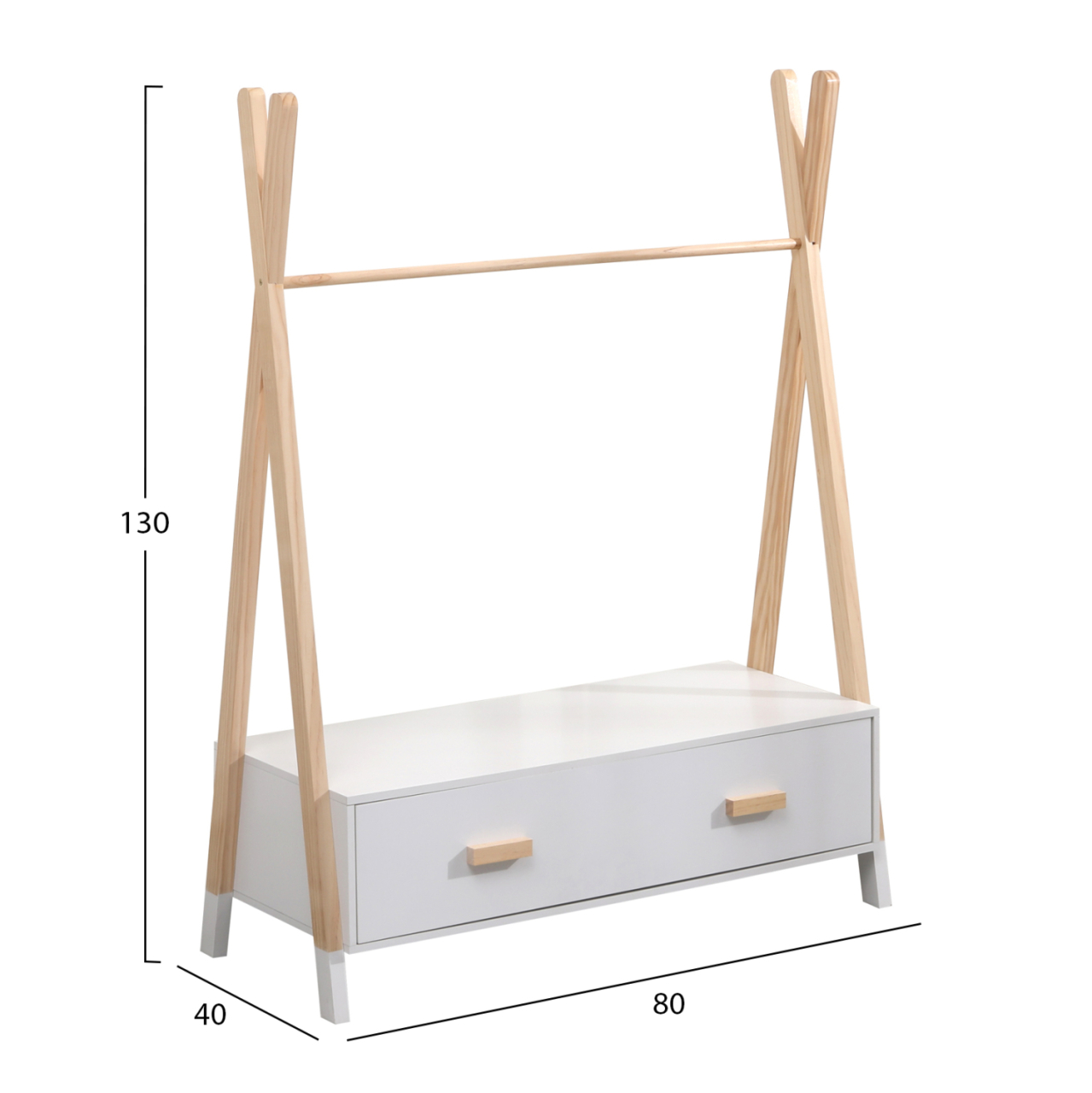 KIDS' CLOTHES HANGER WITH DRAWERS PASCHAL HM2491.03 MELAMINE-PINE WOOD 80x40x130Hcm. [3]