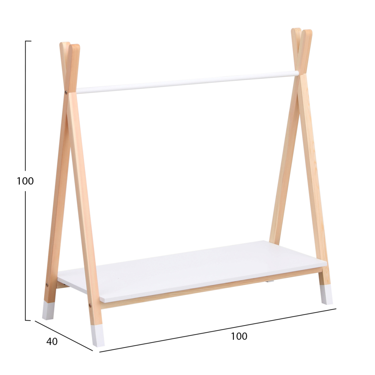 KIDS' CLOTHES HANGER WITH SHELF PASCHAL HM2490.03 MELAMINE-PINE WOOD 100x40x100Hcm. [3]