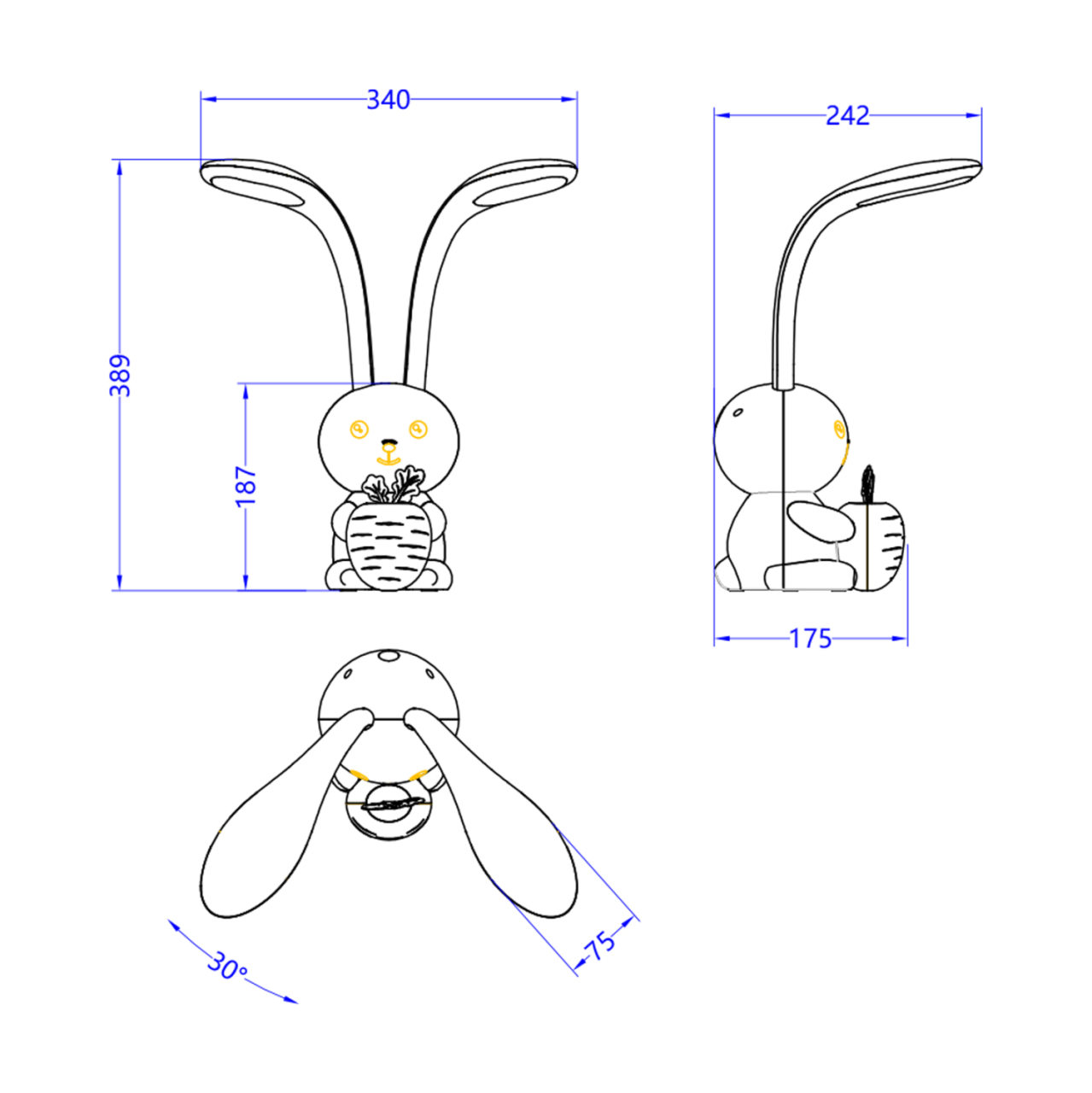 KIDS DESK LAMP LED BADOO BUNNY FIGURE HM4456.03 SKY BLUE ABS [2]
