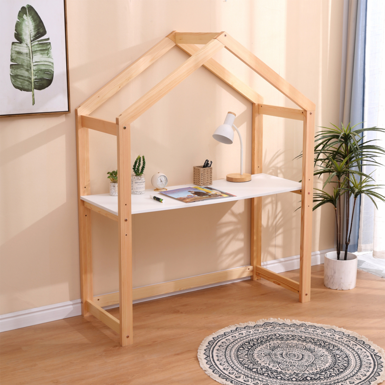 KIDS' DESK PEPE HM2498.03 PINE WOOD IN NATURAL COLOR-MELAMINE 120x44x152Hcm. [2]