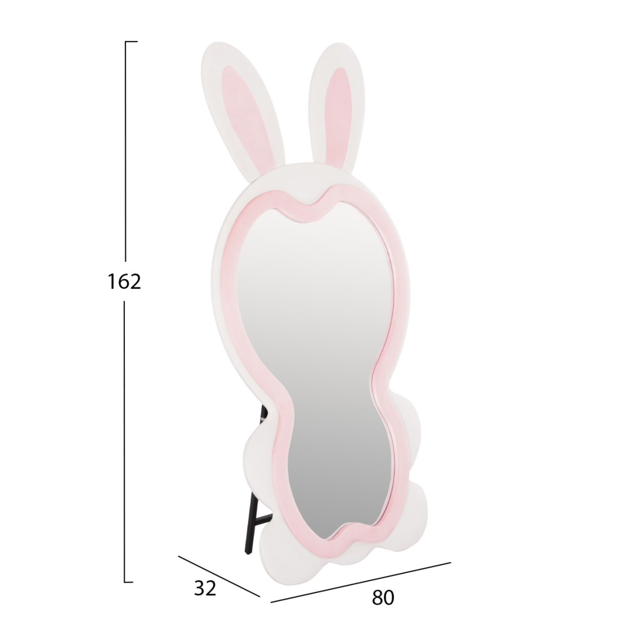 KIDS' FLOOR STANDING MIRROR BUNNY HM4489.01 MDF IN PINK and WHITE- BLACK STAND 80x162Hcm. [2]