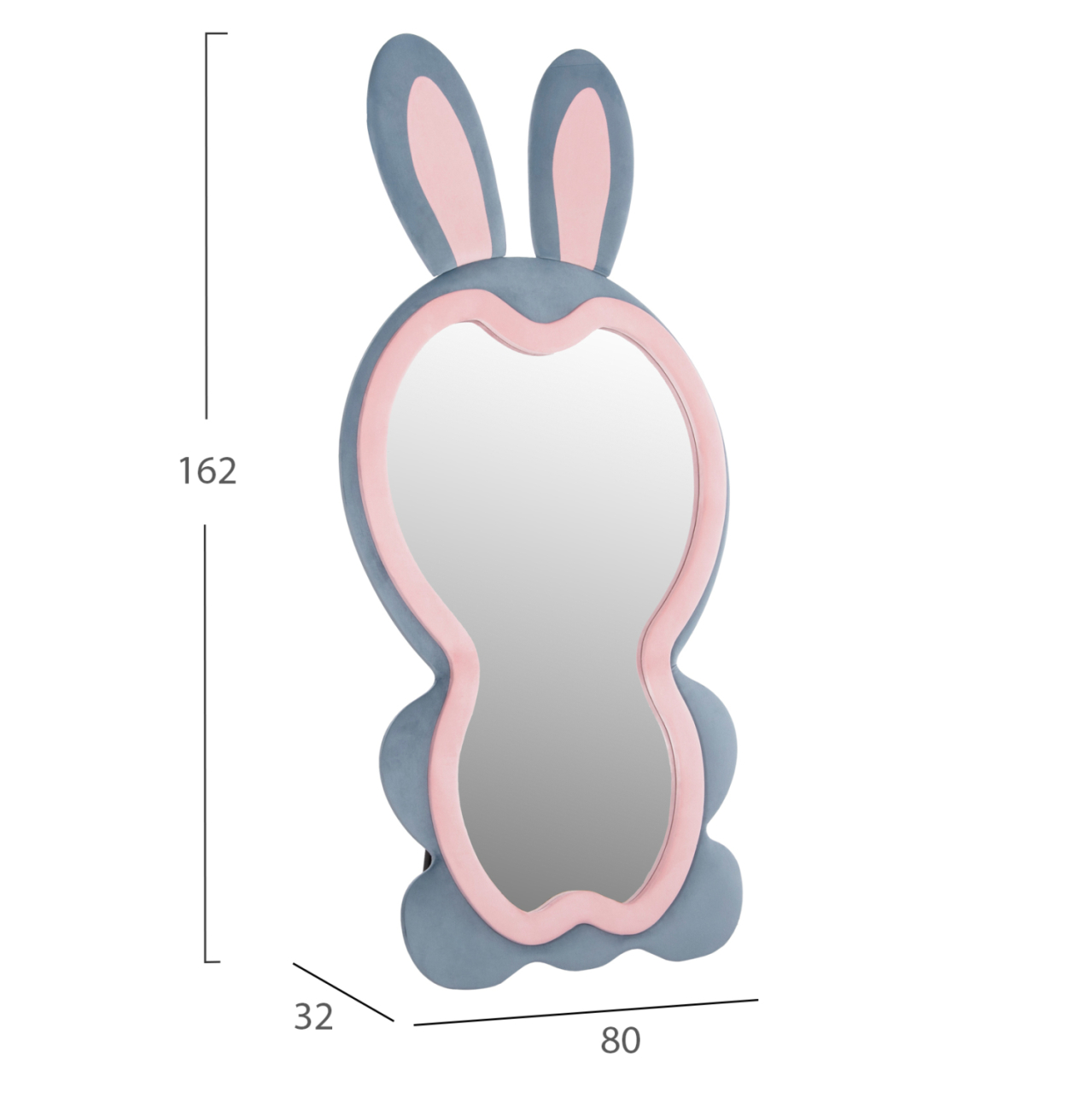 KIDS' FLOOR STANDING MIRROR BUNNY HM4489.02 MDF IN PINK and BLUE- BLACK STAND 80x162Hcm. [2]