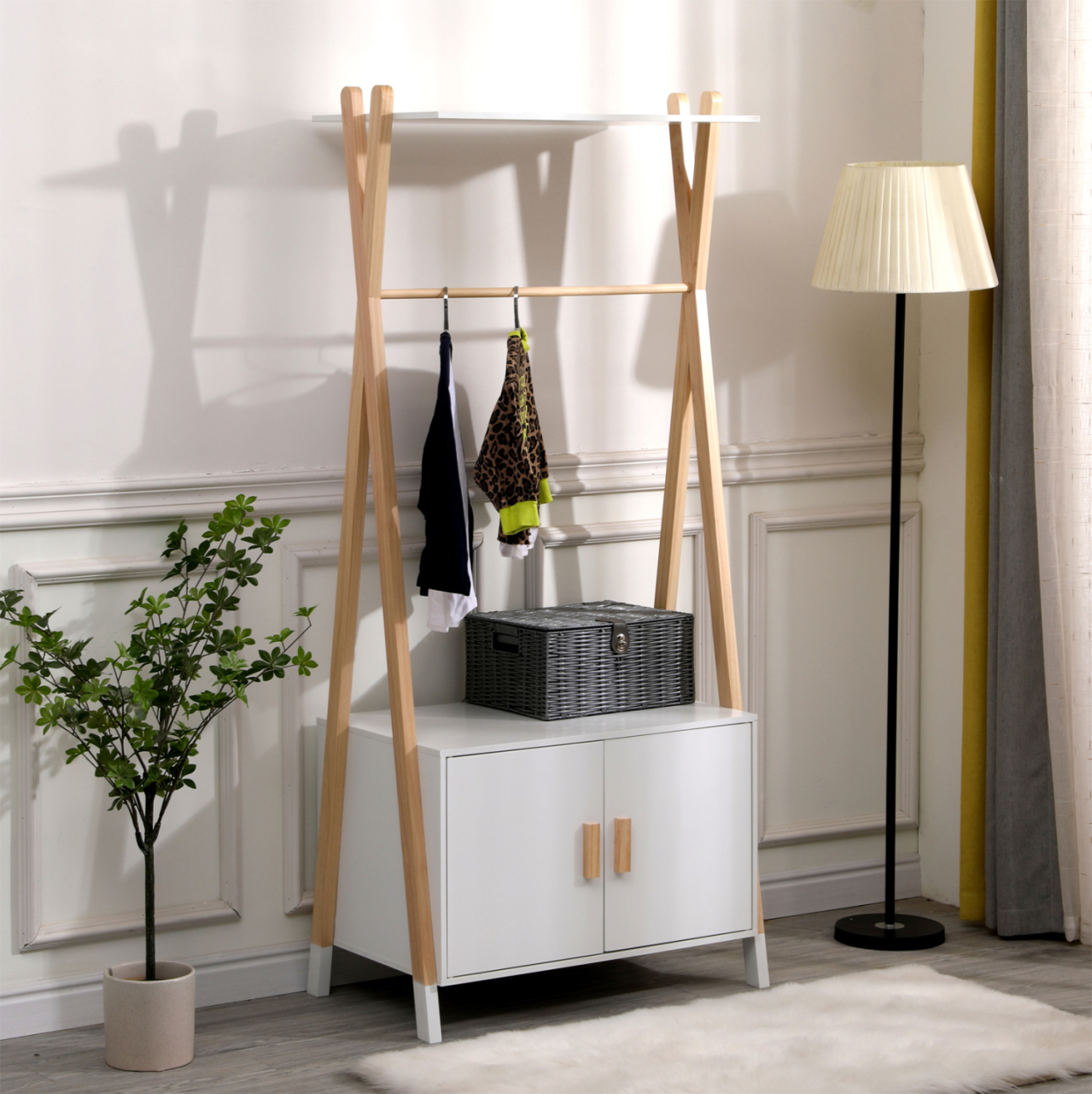 KIDS' HANGER WITH CABINET PASCHAL HM2495.03 MELAMINE-PINE WOOD 76x44x170Hcm. [2]