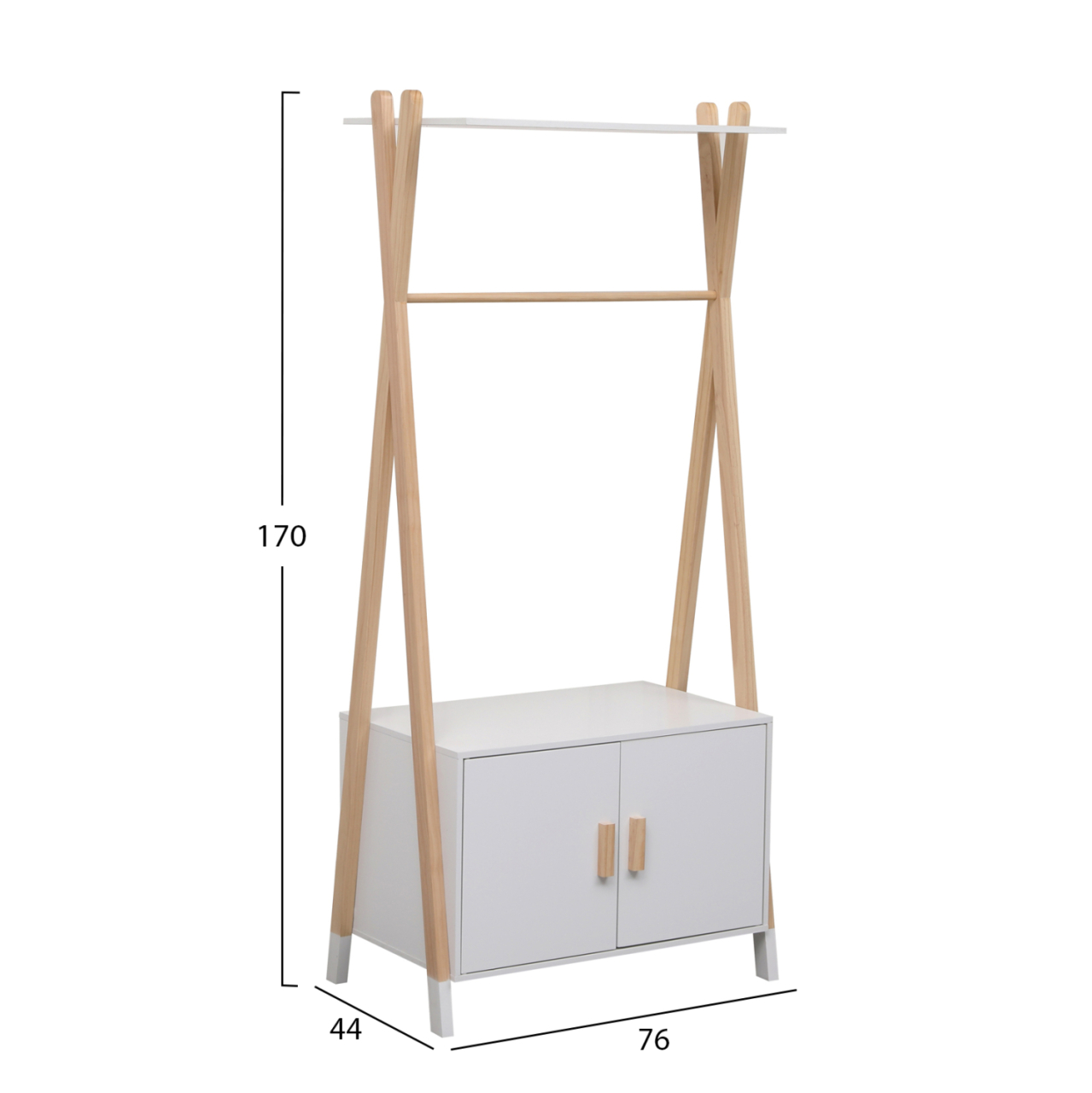 KIDS' HANGER WITH CABINET PASCHAL HM2495.03 MELAMINE-PINE WOOD 76x44x170Hcm. [3]