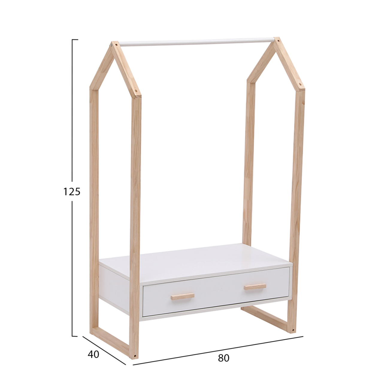 KIDS' HANGER WITH DRAWER PEPE HM2492.03 MELAMINE-PINE WOOD 80x40x125Hcm. [3]