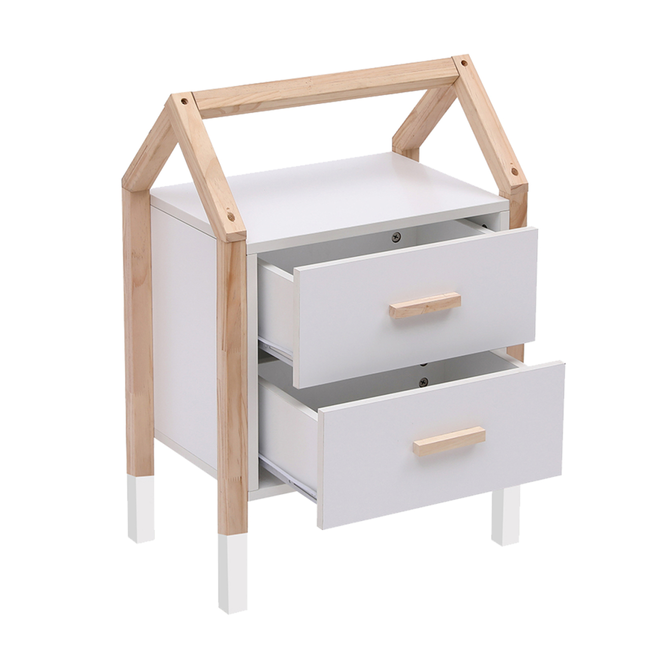 KIDS' NIGHTSTAND PEPE HM2489.03 WHITE MELAMINE-PINE WOOD IN NATURAL COLOR 46x30x67Hcm. [5]