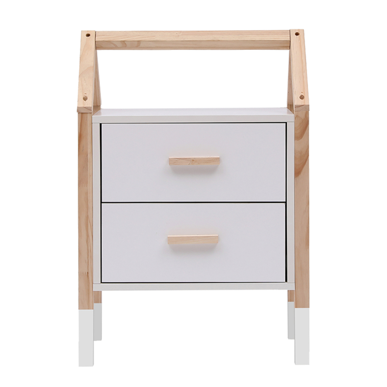 KIDS' NIGHTSTAND PEPE HM2489.03 WHITE MELAMINE-PINE WOOD IN NATURAL COLOR 46x30x67Hcm. [4]