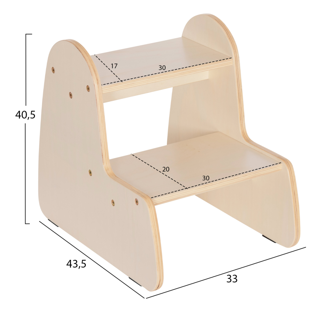 KIDS' STEP STOOL RICKI HM18340.01 MDF and PLYWOOD IN NATURAL 33x43.5x40.5Hcm. [2]