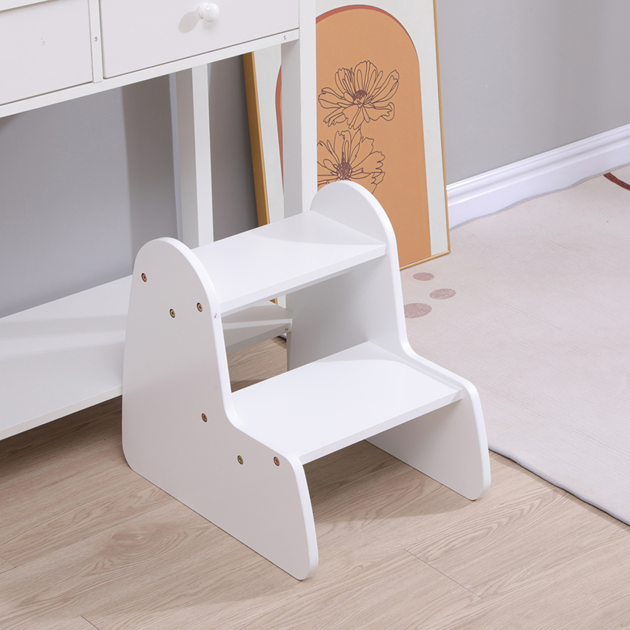 KIDS' STEP STOOL RICKI HM18340.03 MDF and PLYWOOD IN WHITE 33x43.5x40.5Hcm. [2]