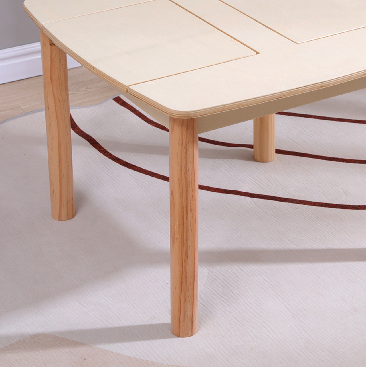 KIDS' TABLE WITH STORAGE SPACE RICKI HM18339.01 MDF and BIRCH WOOD IN NATURAL 65x65x47Hcm. [6]