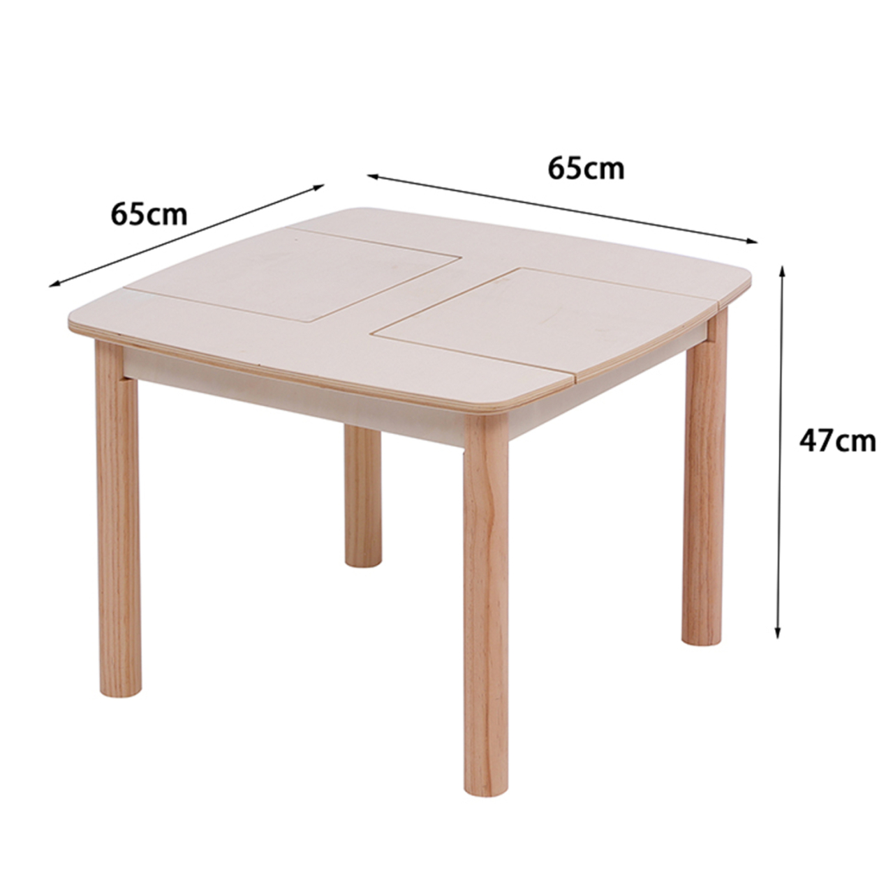 KIDS' TABLE WITH STORAGE SPACE RICKI HM18339.01 MDF and BIRCH WOOD IN NATURAL 65x65x47Hcm. [3]