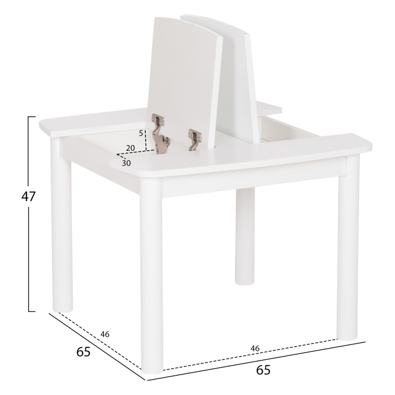 KIDS' TABLE WITH STORAGE SPACE RICKI HM18339.03 MDF and BIRCH WOOD IN WHITE 65x65x47Hcm. [2]