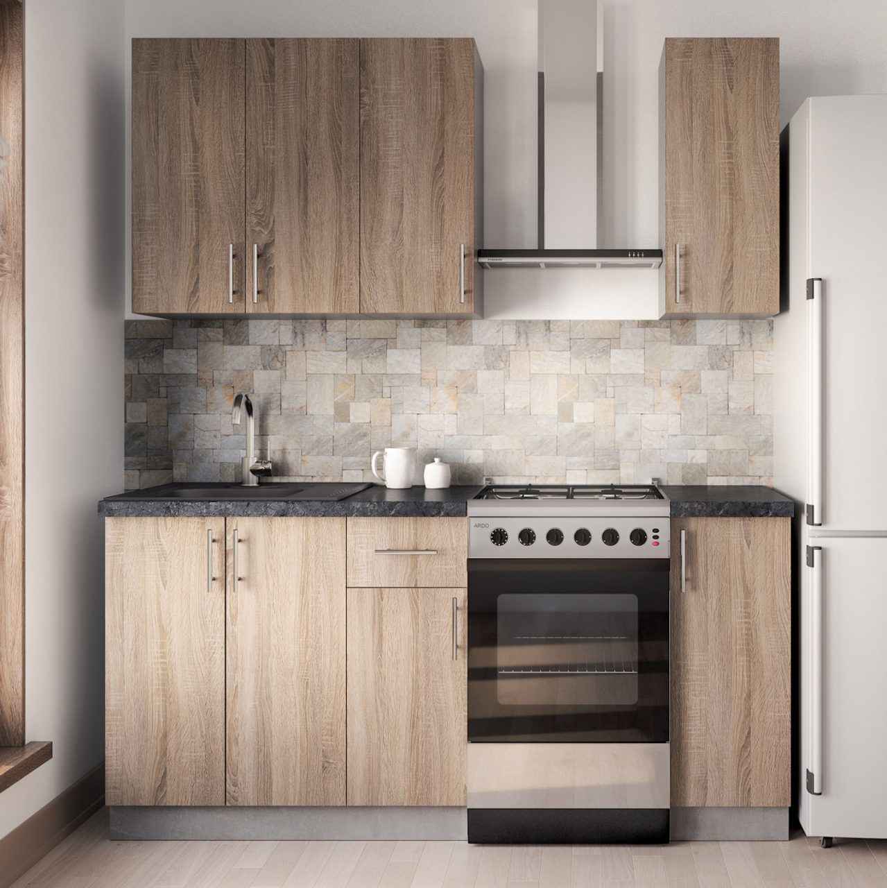 KITCHEN COMPOSITION HM2465.11 MELAMINE SONOMA COUNTERTOP LAMINATE 120x47x84,8Υεκ. [3]