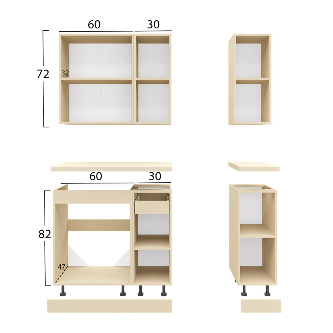 KITCHEN COMPOSITION HM2465.11 MELAMINE SONOMA COUNTERTOP LAMINATE 120x47x84,8Υεκ. [2]