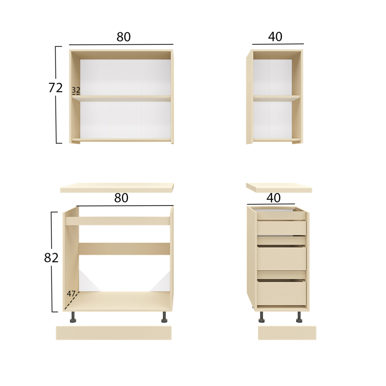 KITCHEN COMPOSITION MELAMINE SONOMA OAK KAI BEIGE MARBLE COUNTERTOP 120x47x84,8Υεκ.HM2466.01 [2]