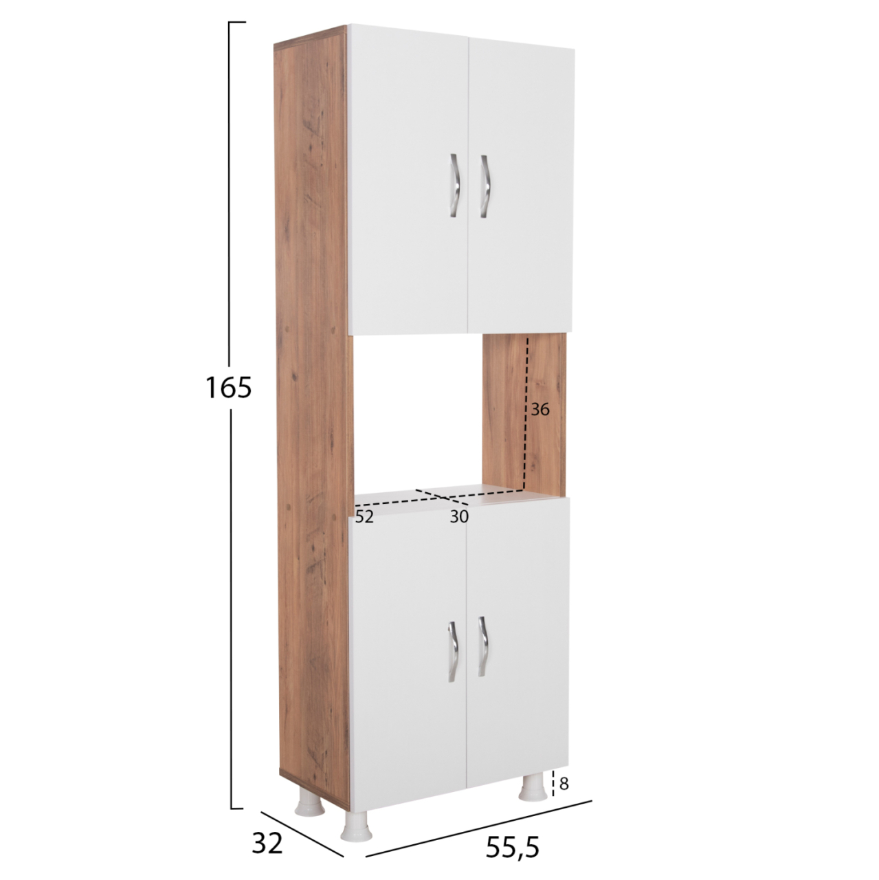 KITCHEN FURNITURE/CABINET RAD HM18196.04 MELAMINE IN NATURAL COLOR-WHITE 55,5x32x165Hcm. [2]