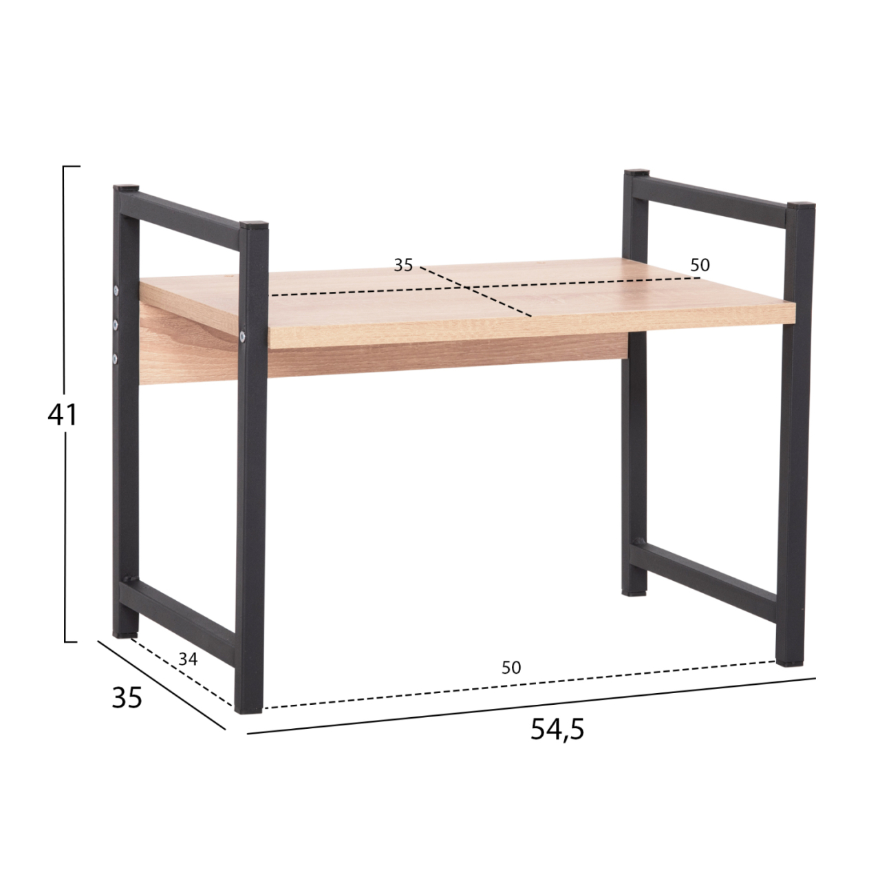 KITCHEN ORGANIZING SHELF BECKO HM18219.03 MELAMINE IN SONAMA-BLACK METAL 54.5x35x41Hcm. [2]