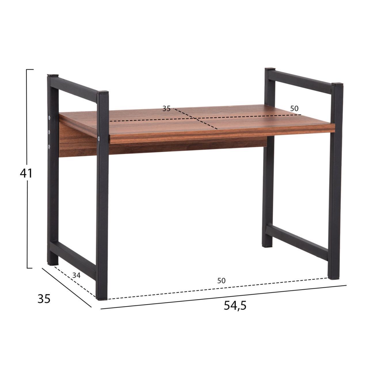 KITCHEN ORGANIZING SHELF BECKO HM18219.05 MELAMINE IN WALNUT-BLACK METAL 54.5x35x41Hcm. [2]