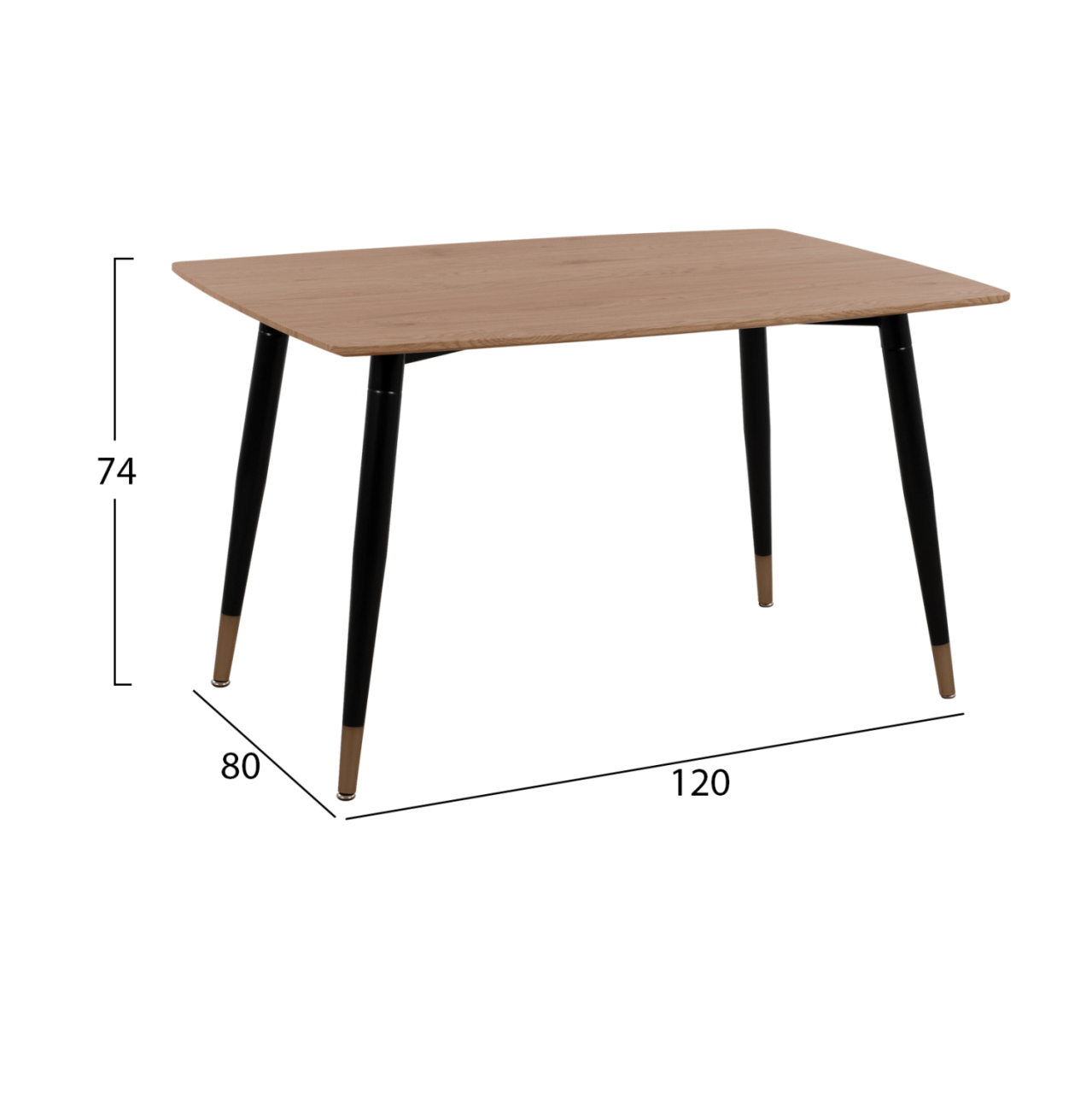 KITCHEN TABLE ALIZA HM8553.01 NATURAL COLORandBLACK METAL LEGS 120x80x75cm [2]