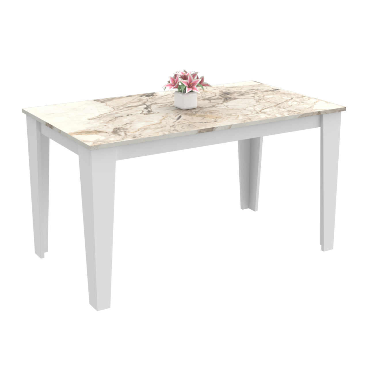 KITCHEN TABLE BORIS HM18220.01 MELAMINE IN WHITE MARBLE-WHITE COLORING [1]