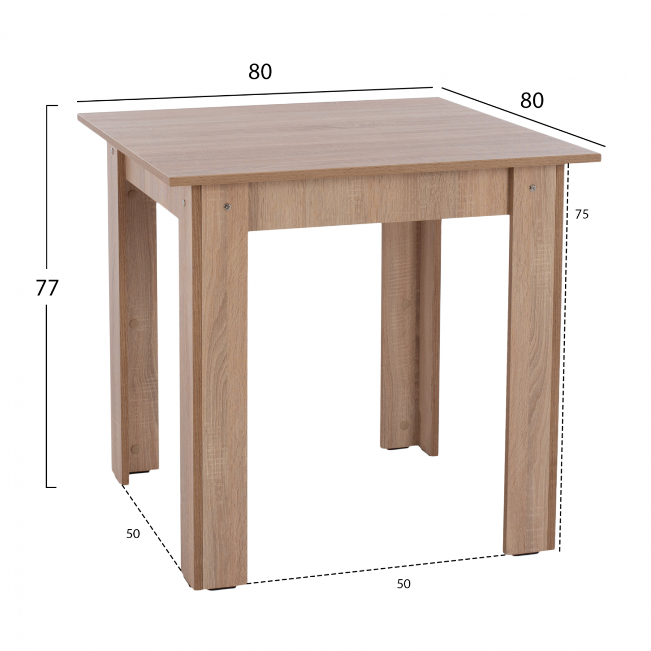 KITCHEN TABLE KELVIN HM2427.01, SONOMA OAK, 80x80x77 cm. [2]